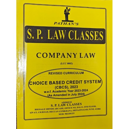 SP Law Classes' Notes on Company Law (LCC 0802) as per new curriculum CBCS, 2023 pattern SPPU by Prof. A. U. Pathan Sir